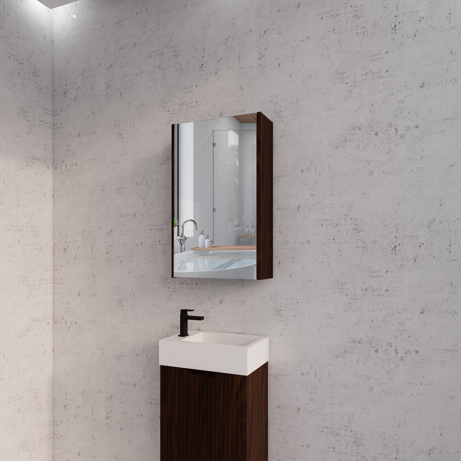 RIVA Geneva Brown Oak Fluted Mirror Shaving Cabinet (450mm to 1500mm)