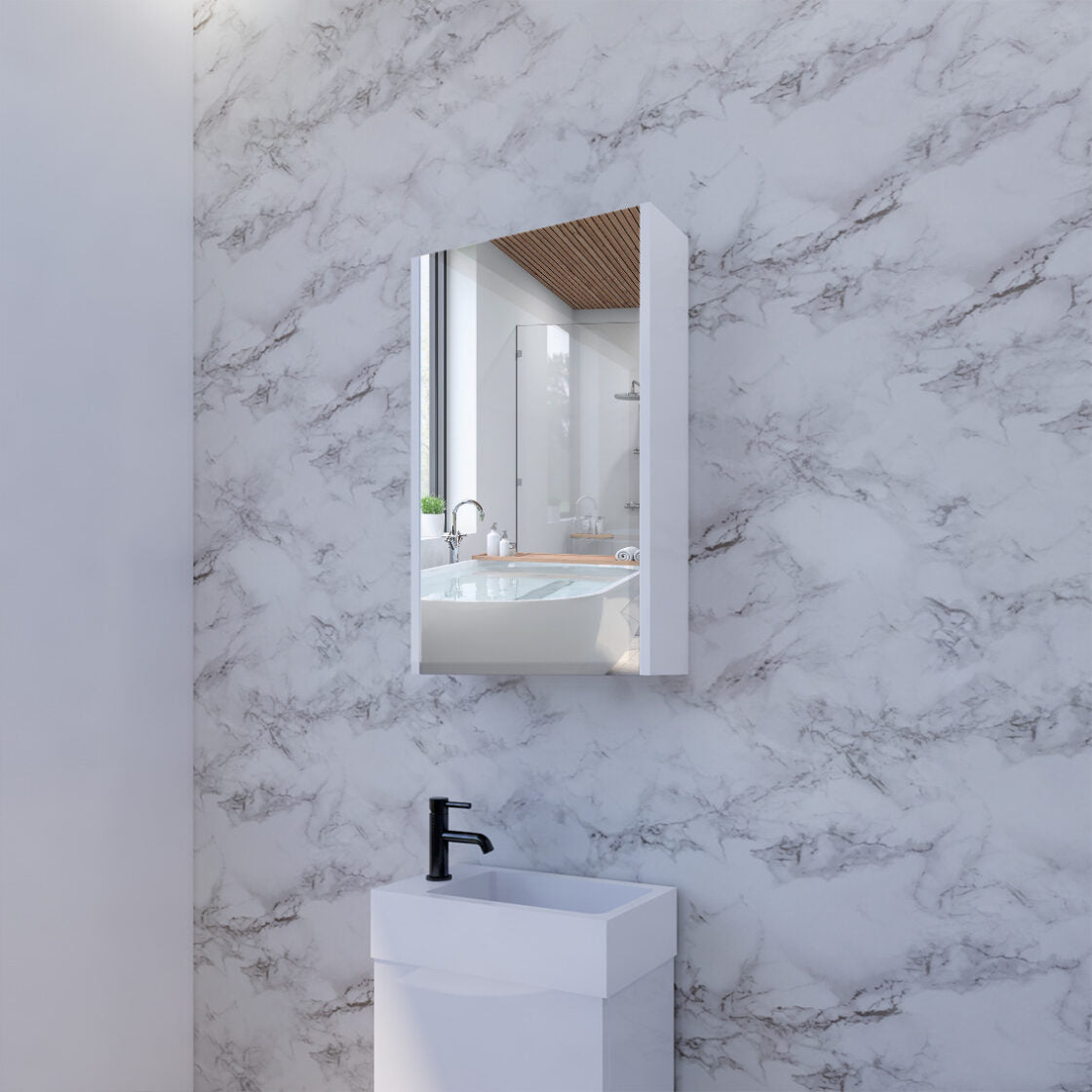 RIVA Geneva Mirror Shaving Cabinet – Gloss White (450mm to 1500mm)