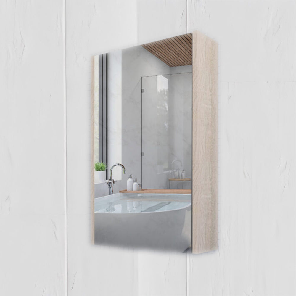 RIVA Geneva Mirror Shaving Cabinet – Light Oak (450mm to 1500mm)