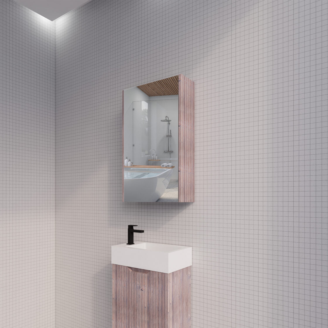 RIVA Geneva White Oak Fluted Mirror Shaving Cabinet (450mm to 1500mm)