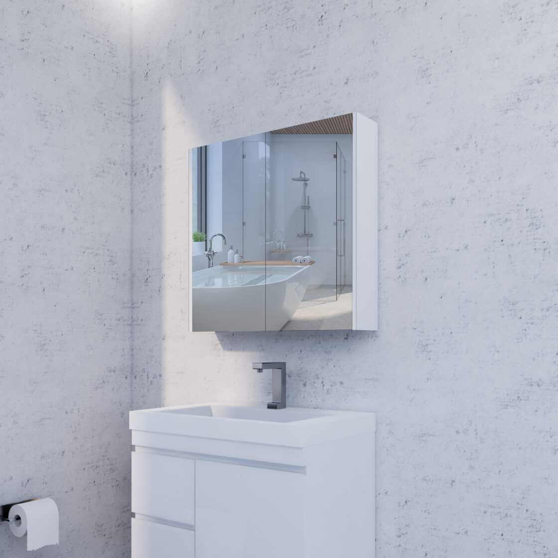 RIVA Geneva Mirror Shaving Cabinet – Gloss White (450mm to 1500mm)