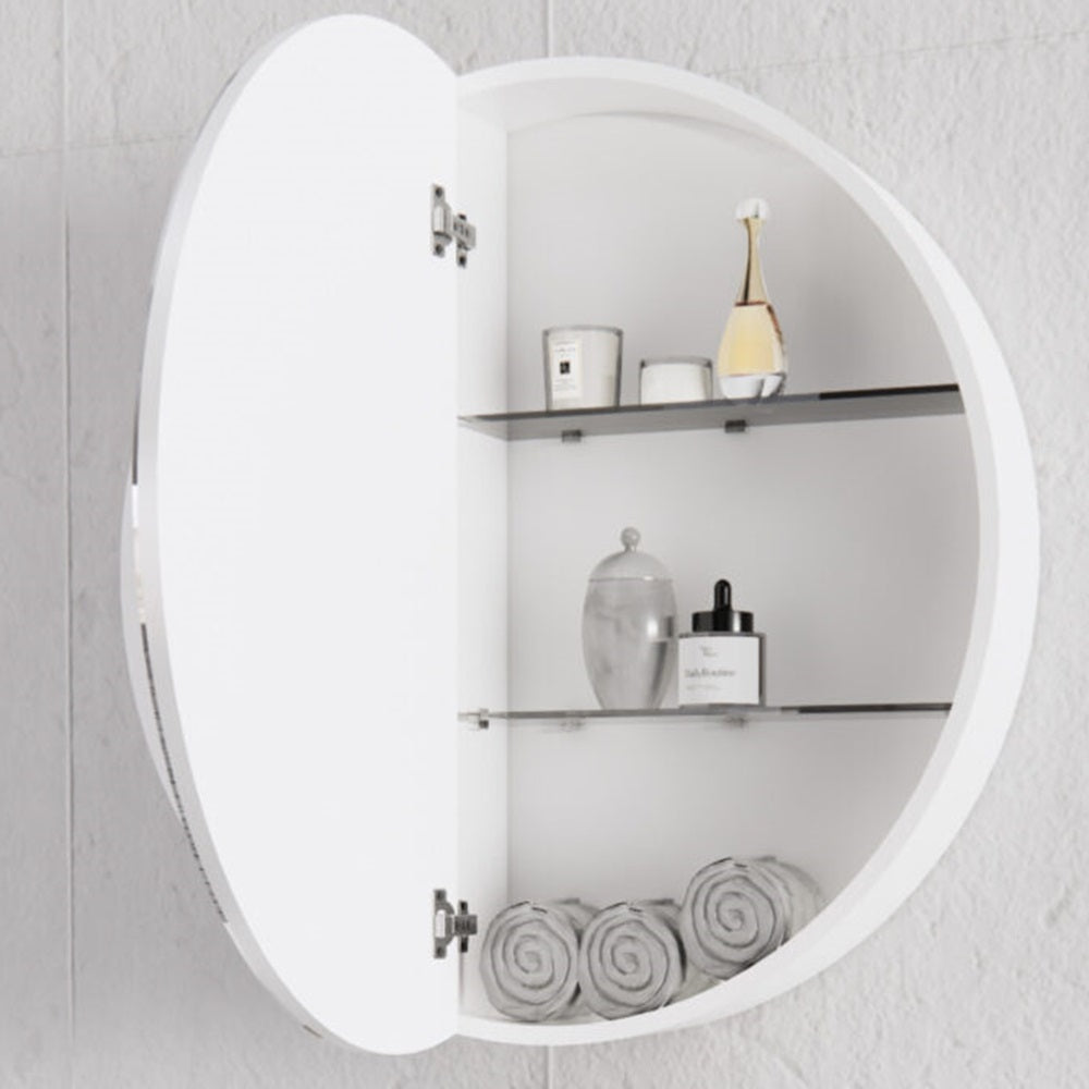 RIVA London Round 800x800mm Shaving Cabinet – Matte White / Matte Black