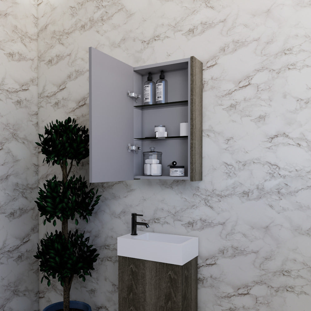 RIVA Geneva Mirror Shaving Cabinet – Dark Oak (450mm to 1500mm)