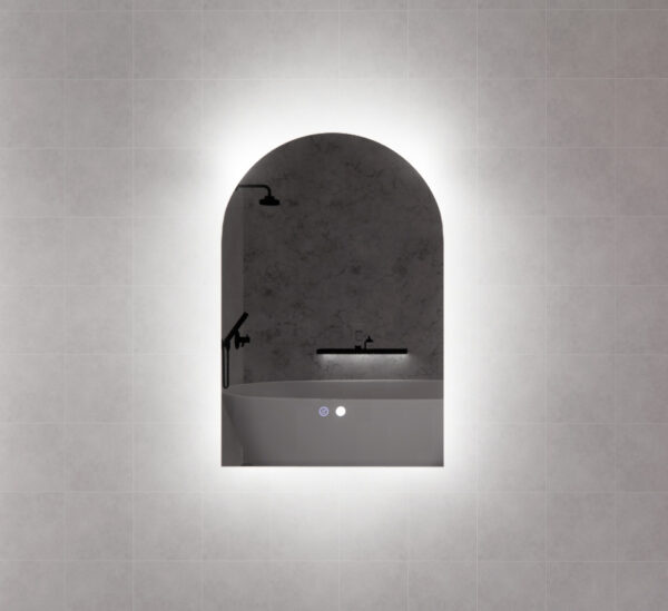 RIVA AR1 Frameless Backlit Arch LED Mirror | 3-Colour Lighting with Defogger | 450×800mm & 600×900mm
