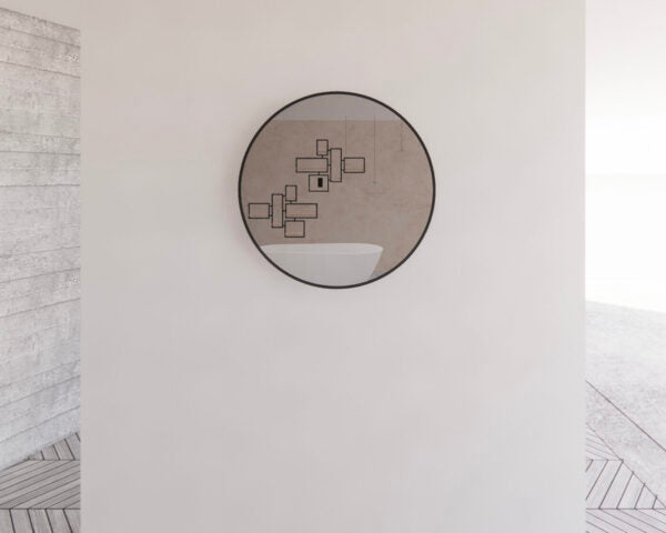 RIVA Framed Round Mirror Wall Mounted | Brushed Gold, Matt Black, Brushed Nickel | 600mm & 800mm