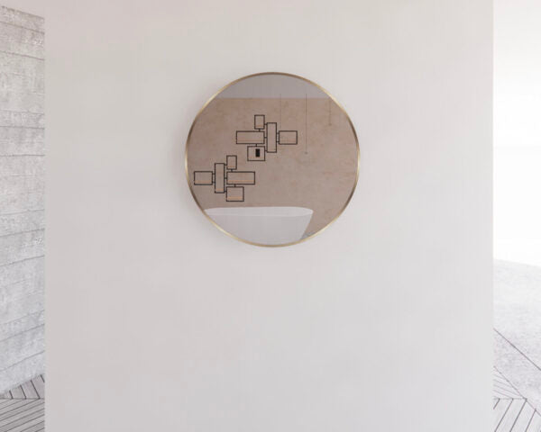 RIVA Framed Round Mirror Wall Mounted | Brushed Gold, Matt Black, Brushed Nickel | 600mm & 800mm