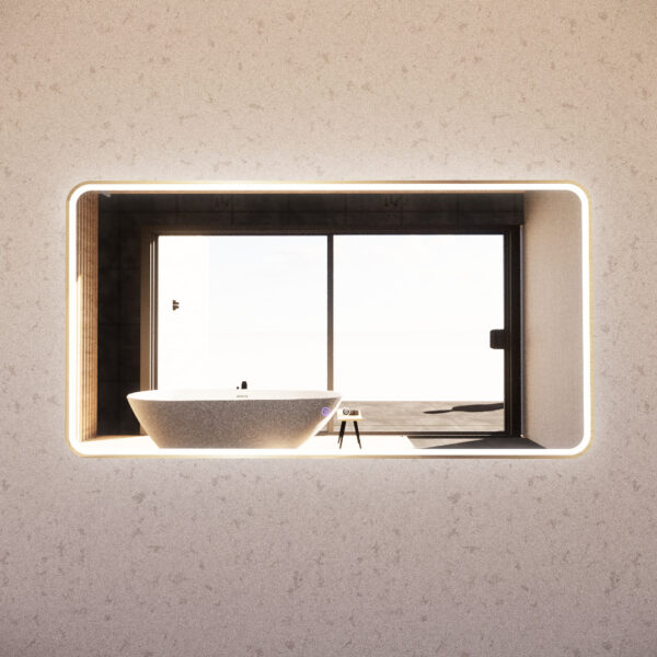 Modern bathroom with freestanding bath, large window, and minimalist decor by Secasa Home