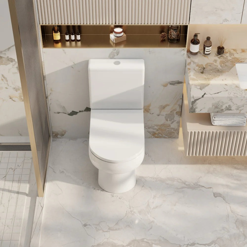 Mercio Moi Rimless Flush Back to Wall Gloss White Toilet Suite