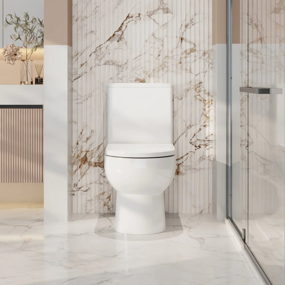 Mercio Moi Rimless Flush Back to Wall Gloss White Toilet Suite
