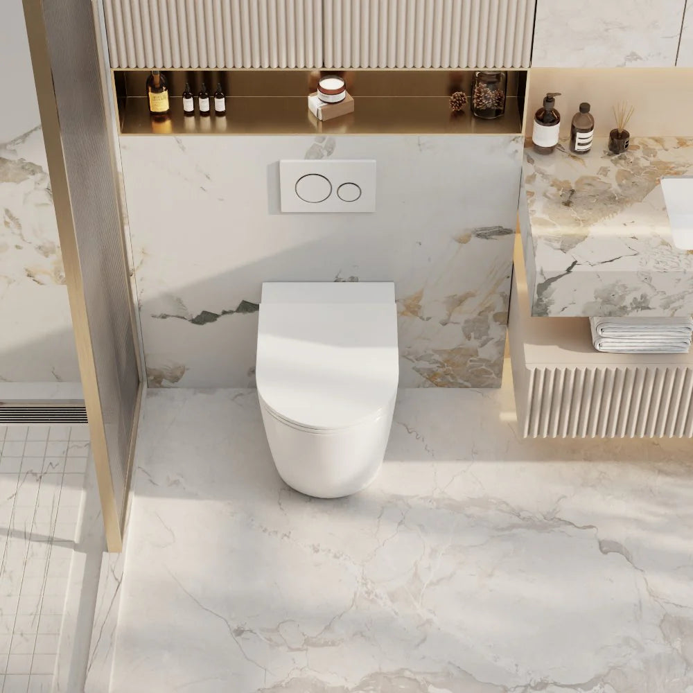 Mercio Rimless Flush Raul99 Wall-Faced Floor Pan | Gloss White| Matt White