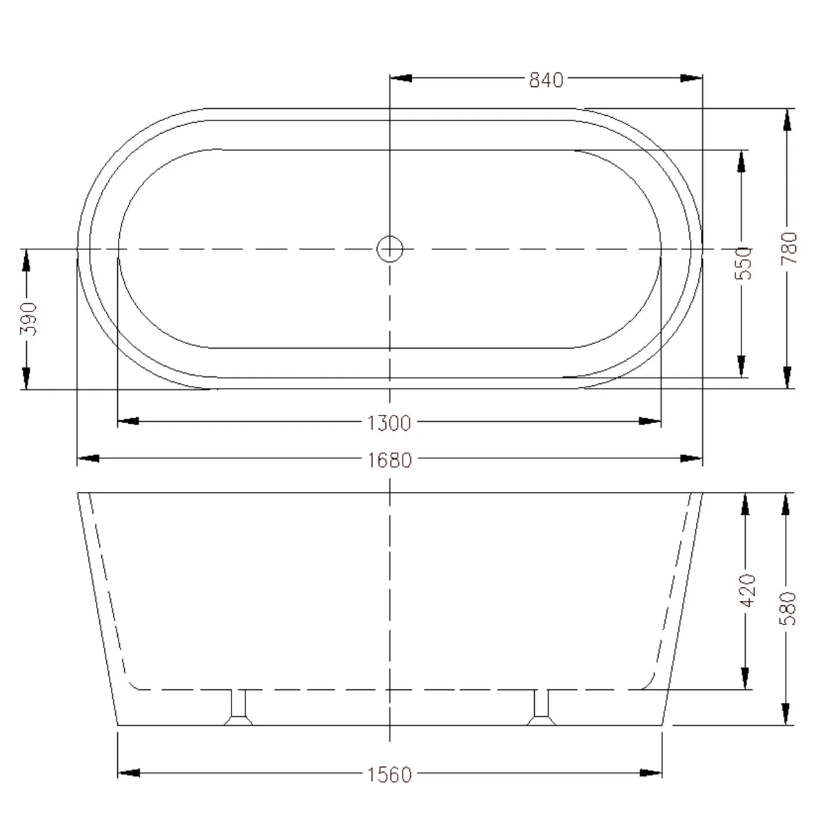 INFINITY Orian Gloss White Freestanding Bathtub – 1200mm / 1500mm / 1700mm