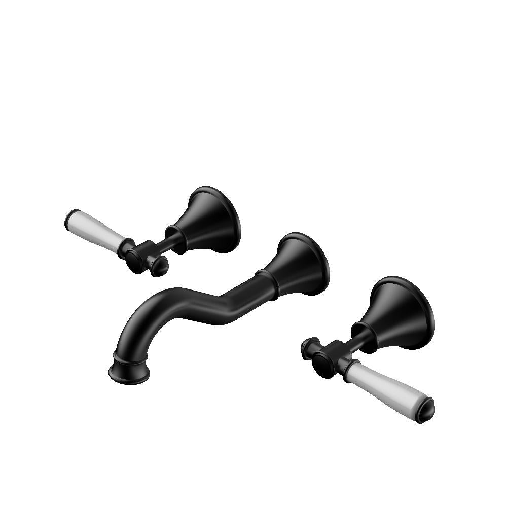 IKON CLASICO Three Piece Ceramic Handle Bath Tap Set | Chrome, Matte Black, Brushed Nickel, Brushed Gold