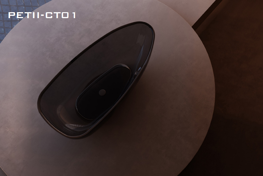 RIVA PETII Freestanding Bathtub – Transparent Yellow | Solid Surface | Made to Order | Available in 1500mm & 1700mm Sizes