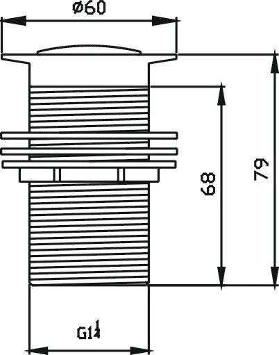 Technical drawing of a bathroom basin waste with dimensions, modern sink hardware by Secasa Home.