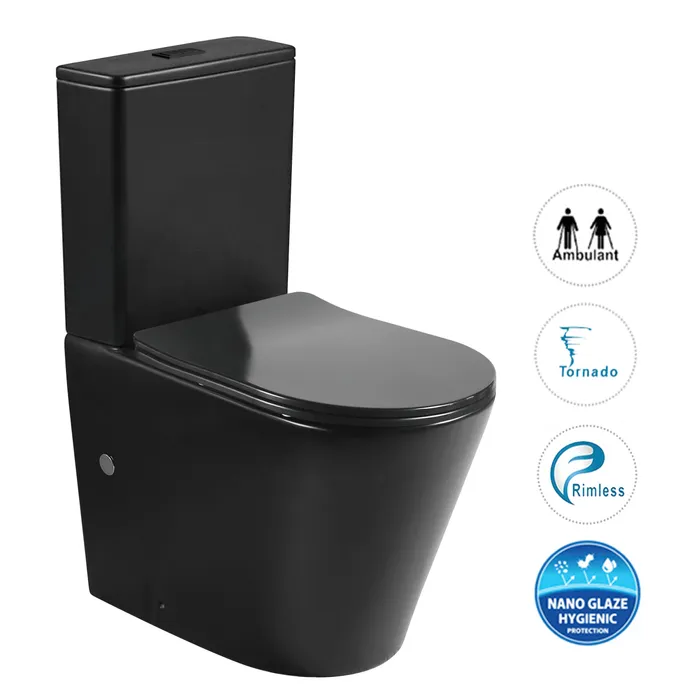 Inspire Radiant Back to Wall Tornado Flush + Rimless Bowl Toilet – Gloss White / Matt White / Matt Black