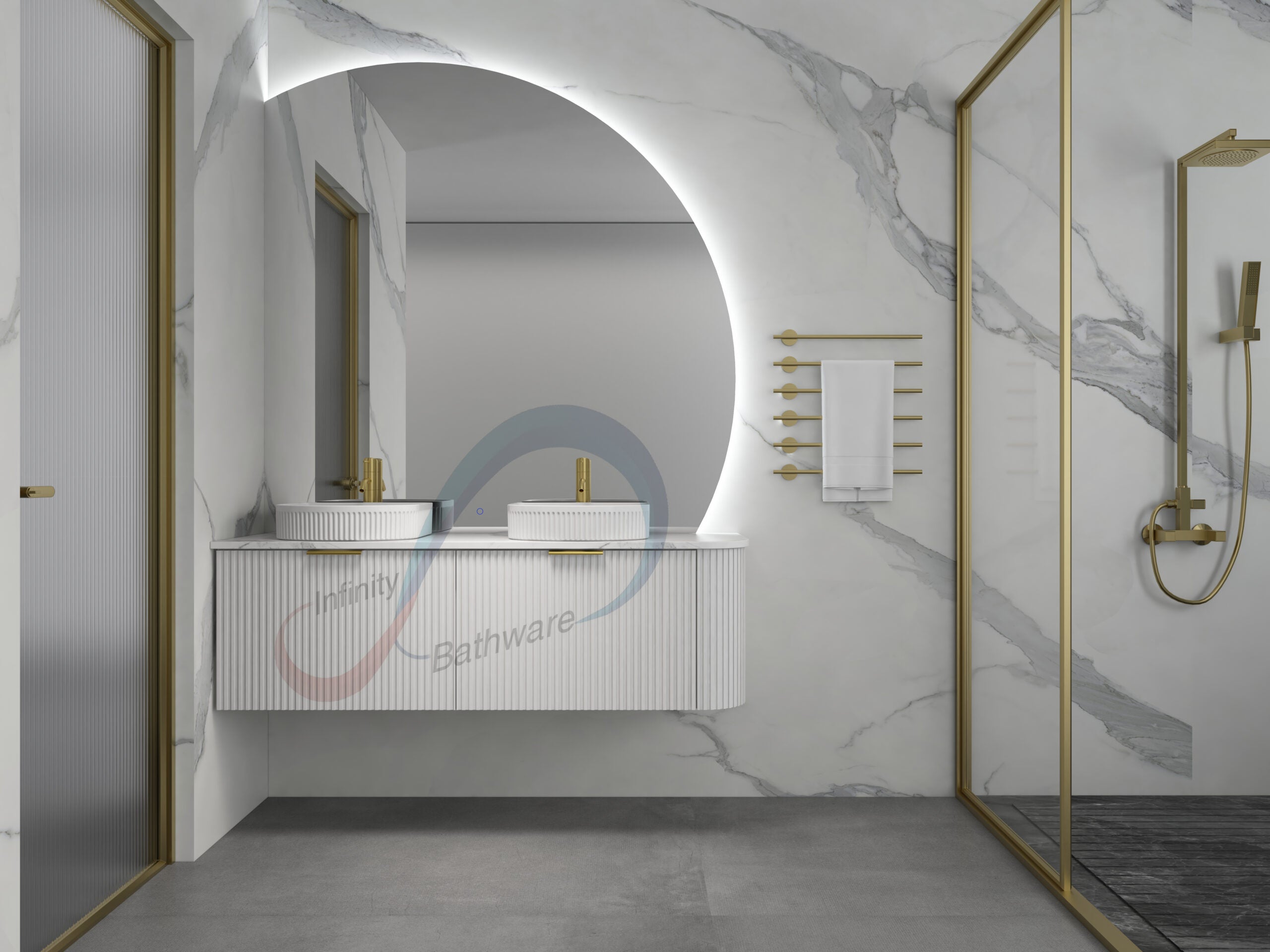 Infinity Roman Frameless Arch Corner LED Mirror Trio Colour | 900mm / 1200mm / 1500mm