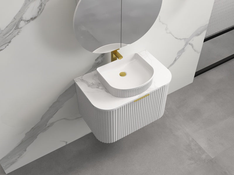 INFINITY RIO Matt White Curved Fluted Vanity | Wall Hung | ALL SIZE