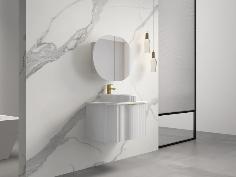 INFINITY RIO Matt White Curved Fluted Vanity | Wall Hung | ALL SIZE