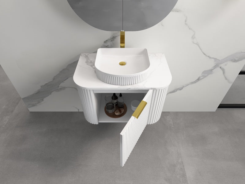 INFINITY RIO Matt White Curved Fluted Vanity | Wall Hung | ALL SIZE