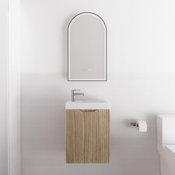 RIVA Vienna Mini Wall Hung Vanity – American Oak | 450×250×550mm