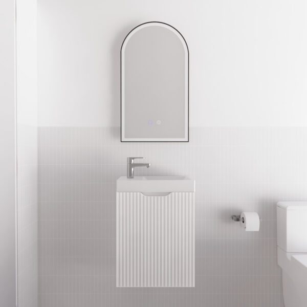 RIVA Vienna Mini Wall Hung Vanity – Matte White | 450×250×550mm