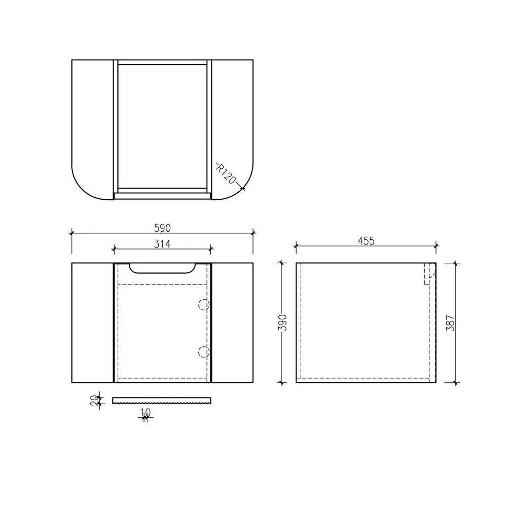 MERCIO Rome Matt Black Fluted Curved Wall-Hung Vanity 600-1500mm