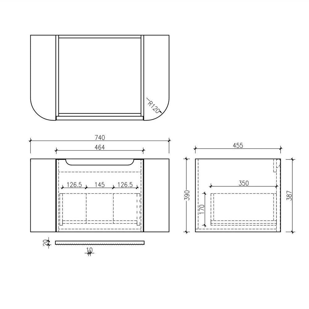 MERCIO Rome Matt Black Fluted Curved Wall-Hung Vanity 600-1500mm