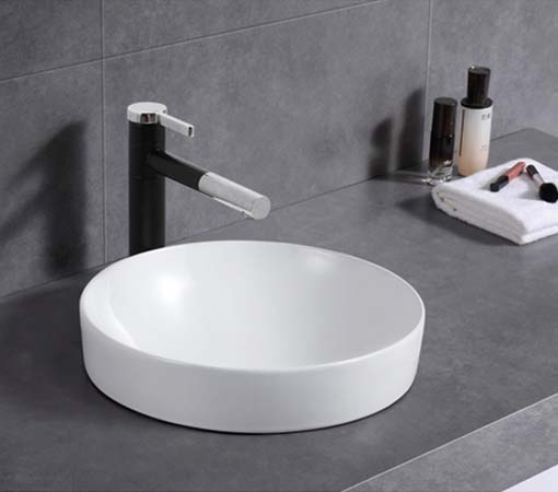 ABS Roza Round Semi-Inset Ceramic Basin 370×370×140mm | Gloss White, Matt White, Gloss White/Gloss Black