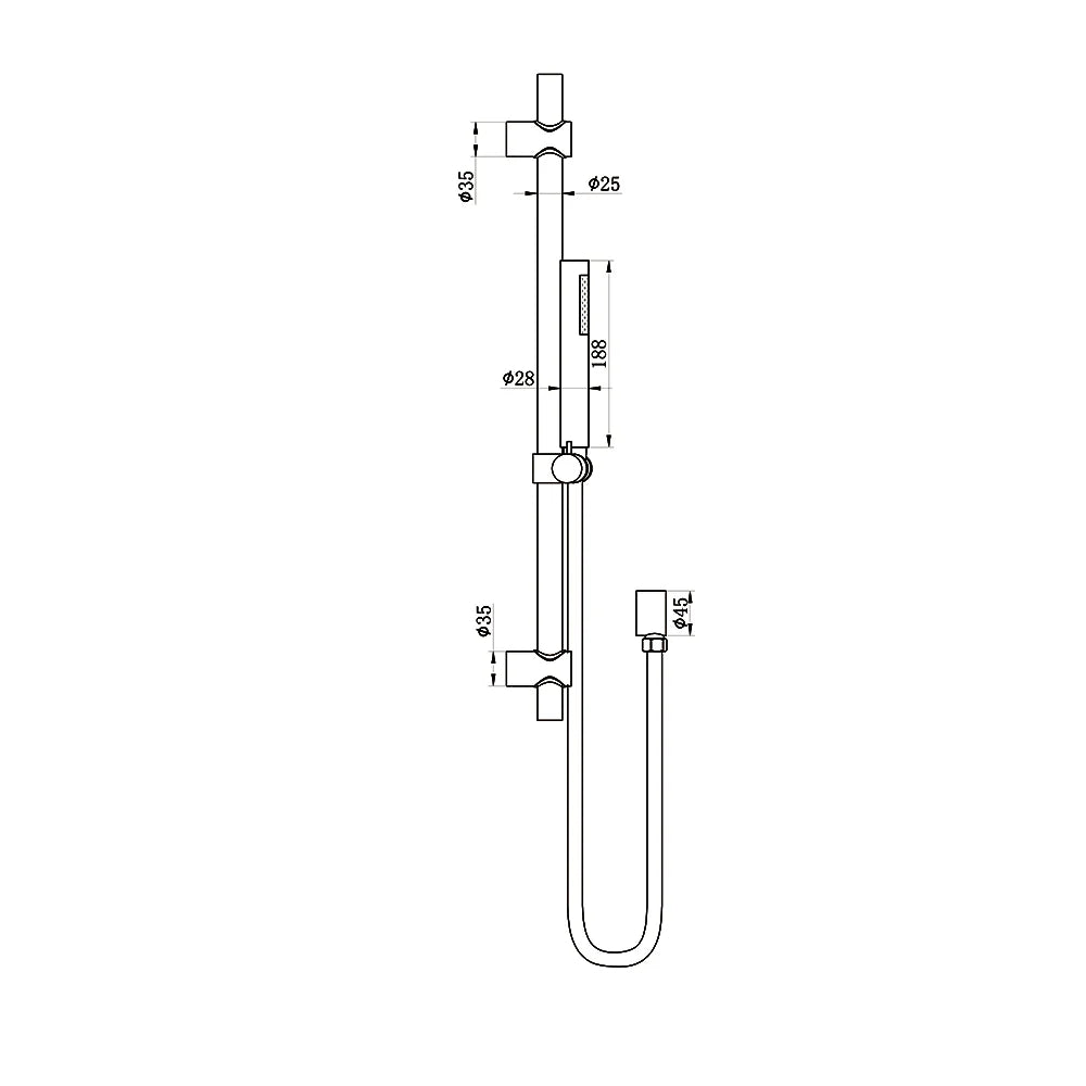 AMOZA 5-Function Pencil style Hand Shower on Rail Set |Chrome, Brushed Stainless Steel, Gun Metal, Matt Black, Brushed Gold