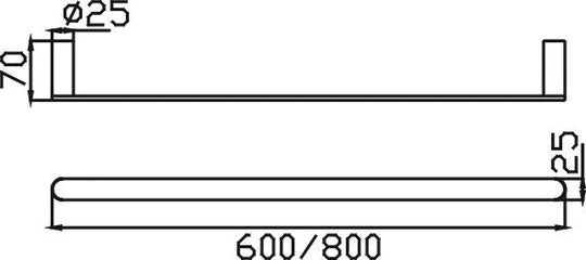 HELLYCAR TAPART Sleek Single Towel Rail 800mm | Chrome, Matte Black, Rose Gold, Brushed Gold, Brushed Nickel, Brushed Gun Metal