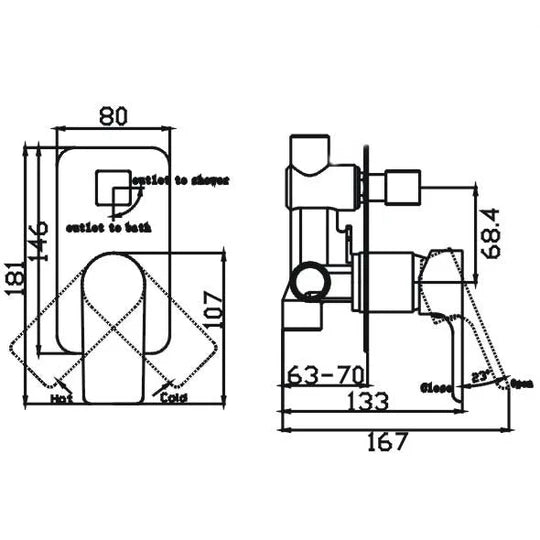 Hellycar TAPART SLEEK Wall Mixer with Diverter | Chrome, Black, Rose Gold, Black & Chrome, Luxury Chrome, Luxury Black & Chrome