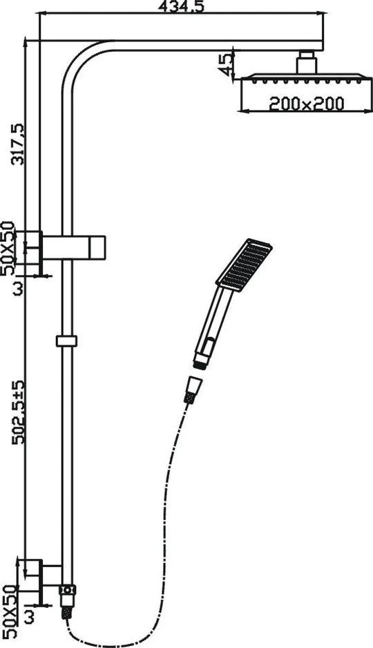 HELLYCAR Bonza Shower System with Rail | Chrome, Matt Black
