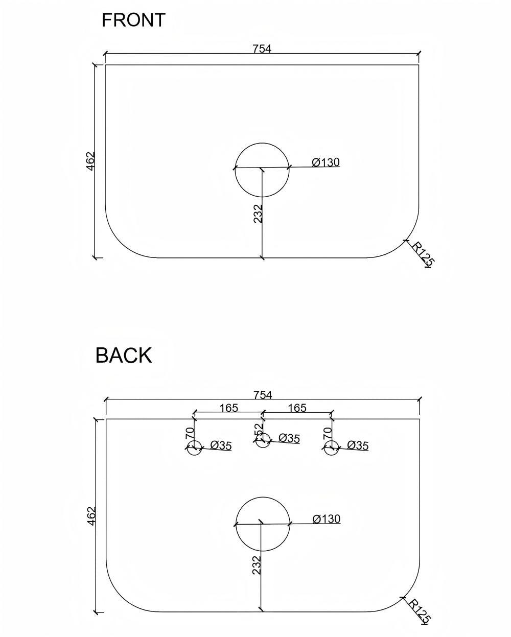 MERCIO Rome Matt Black Fluted Curved Wall-Hung Vanity 600-1500mm