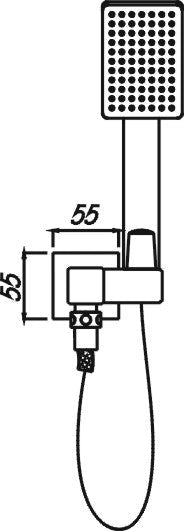 Modern square handheld shower head line drawing with wall mount, bathroom tapware by Secasa Home