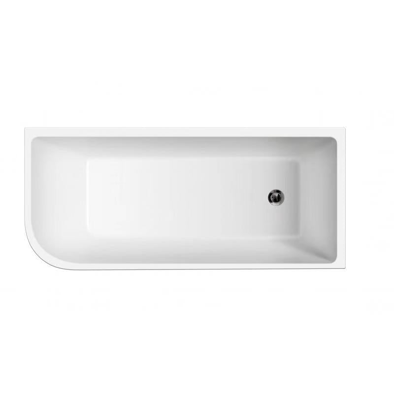 Sunny 1500–1700mm Gloss White Rectangle Acrylic Corner Back Bathtub – Left or Right Installation