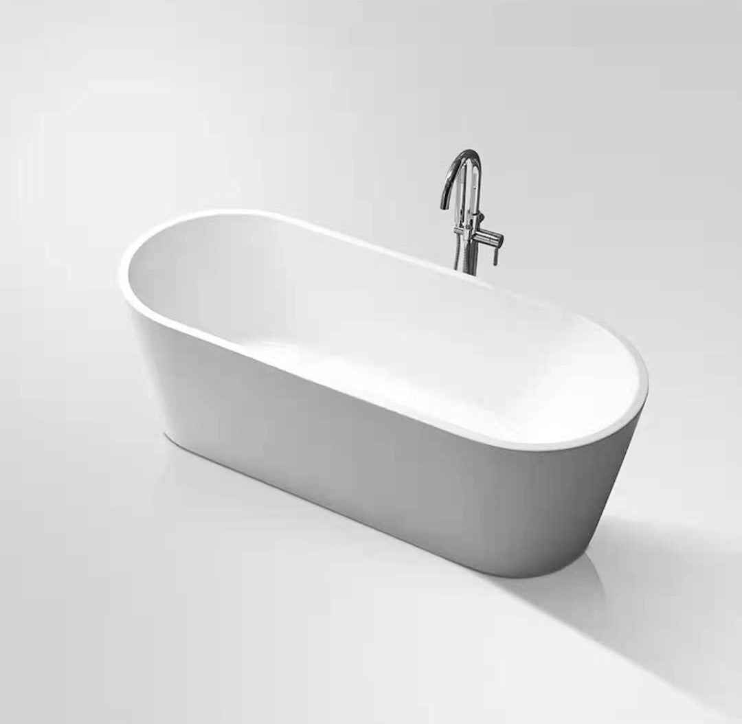 Sunny 161 1500–1700×750×600mm Gloss White Oval Acrylic Freestanding Bathtub