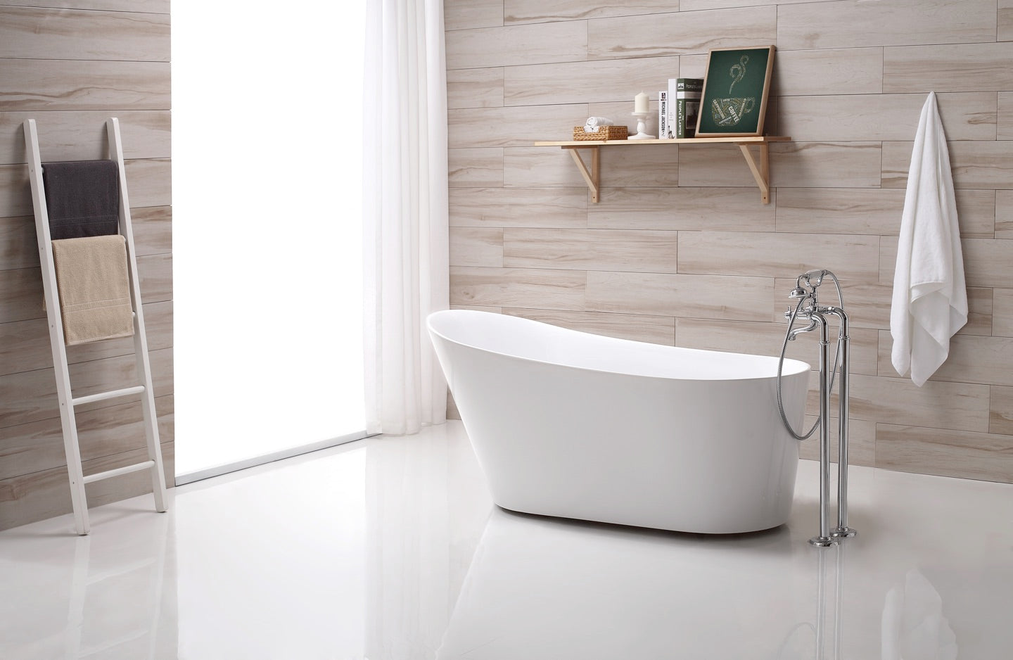 Sunny 175 1600×730×750mm Gloss White Special Shape Acrylic Freestanding Bathtub