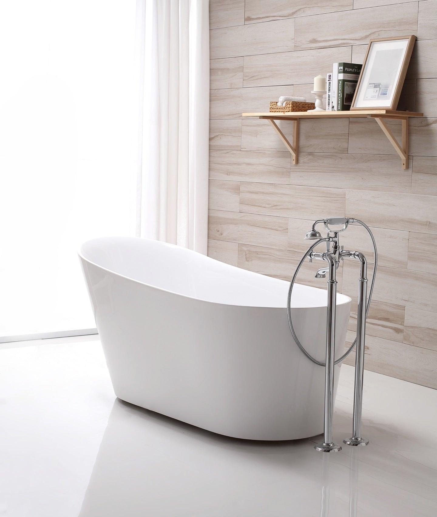 Sunny 175 1600×730×750mm Gloss White Special Shape Acrylic Freestanding Bathtub