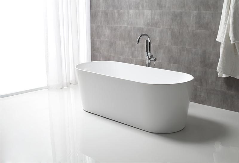 Sunny 179 1500–1700×750×580mm Gloss White Oval Acrylic Freestanding Bathtub