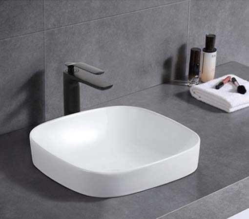 ABS Spencer Round/Square Semi-Inset Ceramic Basin 370×370×140mm | Gloss White, Matt White, Gloss White/Gloss Black