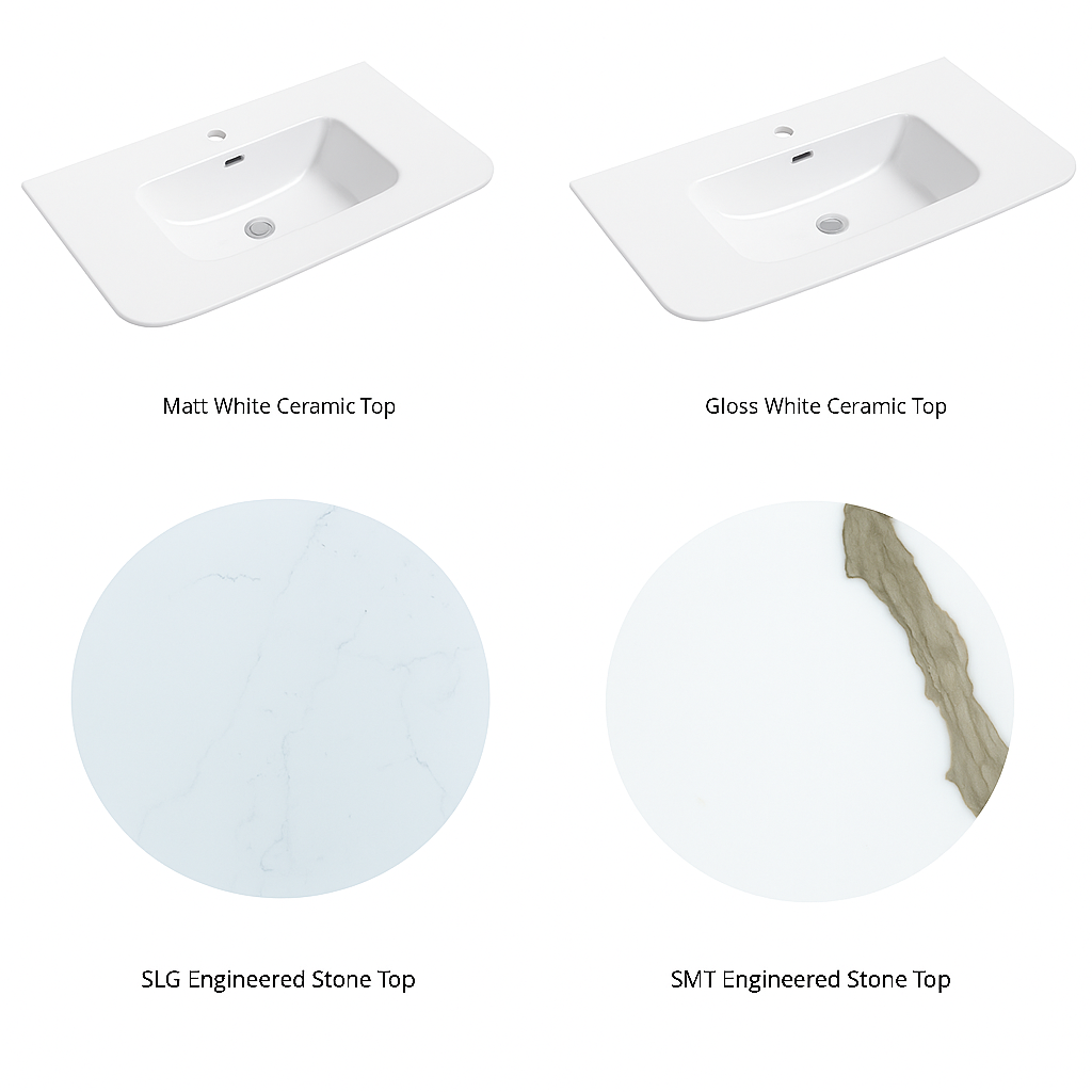 Sunny Sleek Curved Edges Line Curved Matt White Fluted Wall Hung Vanity 600-1500mm