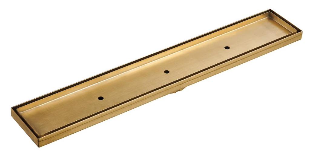 Anysize Tile Insert Shower Drain 100mm Wide 304 Indoor or 316 Outdoor Stainless Steel Brushed Gold, Matte Black, Gunmetal, Silver, Rose Gold