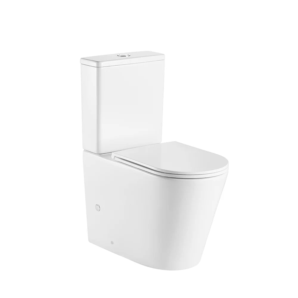 Mercio Pani Rimless Flush Back to Wall Toilet Suite | Gloss White / Matt Black