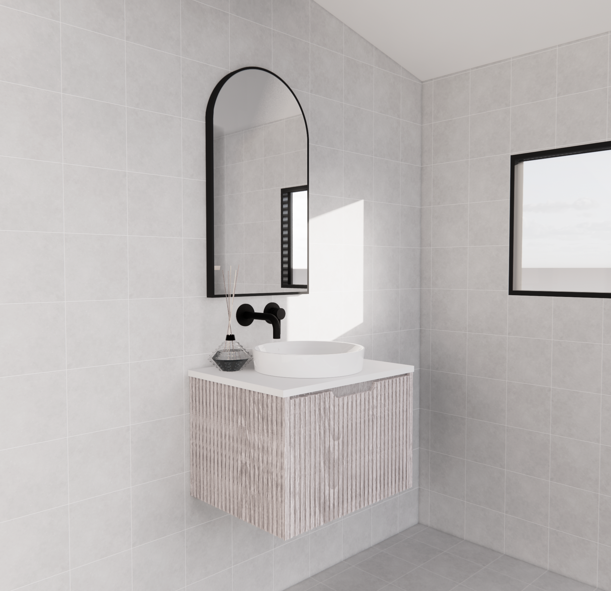 RIVA Vienna Wall Hung Vanity – White Oak Fluted | 600–1500mm