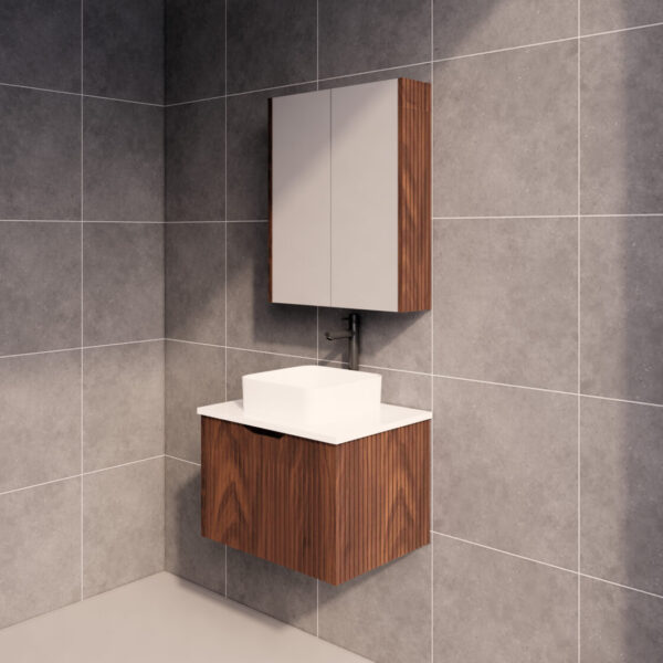 RIVA Vienna Wall Hung Vanity – Brown Oak Fluted | 600–1500mm