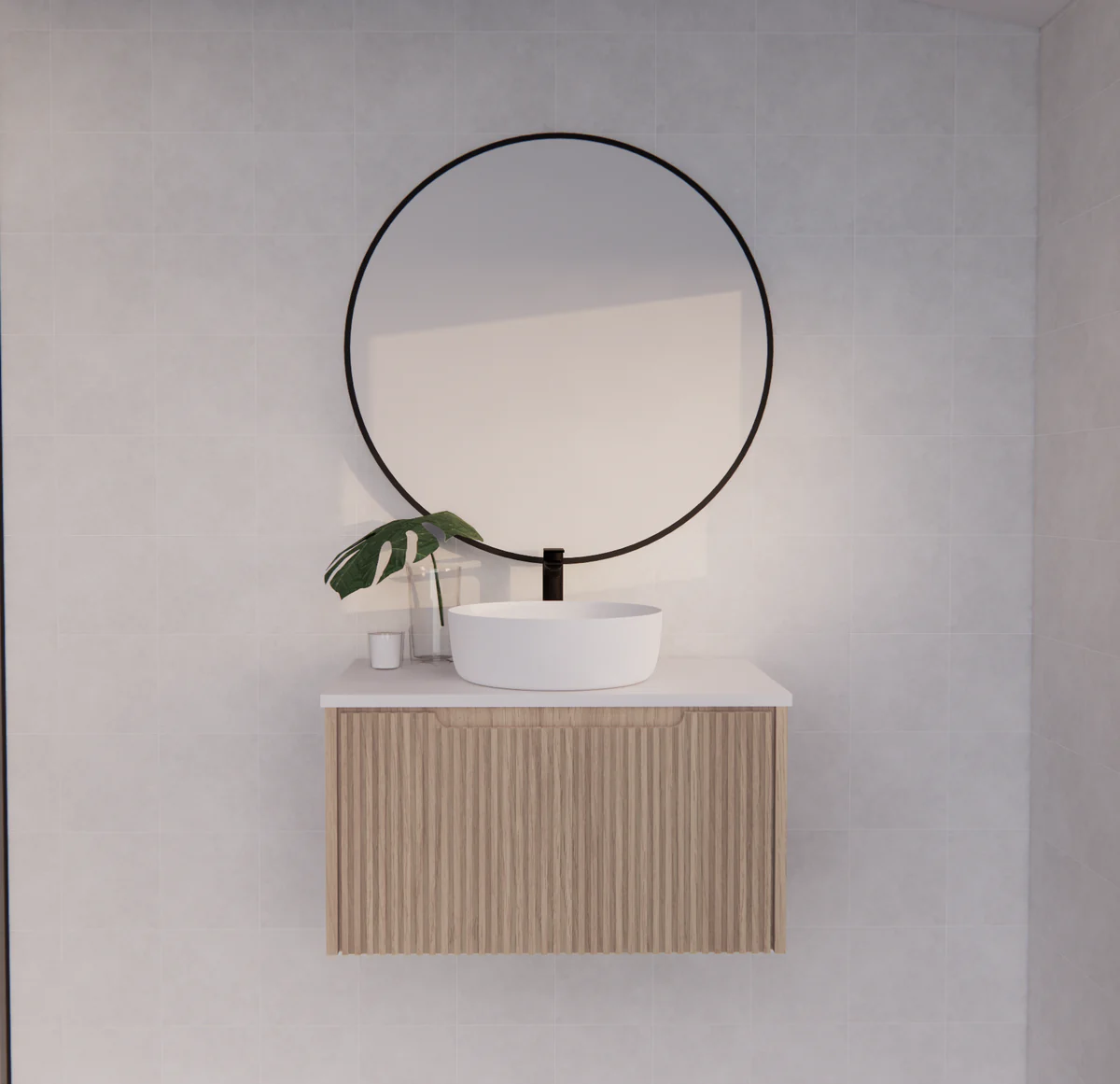 RIVA Vienna Wall Hung Vanity – American Oak Fluted | 600–1500mm