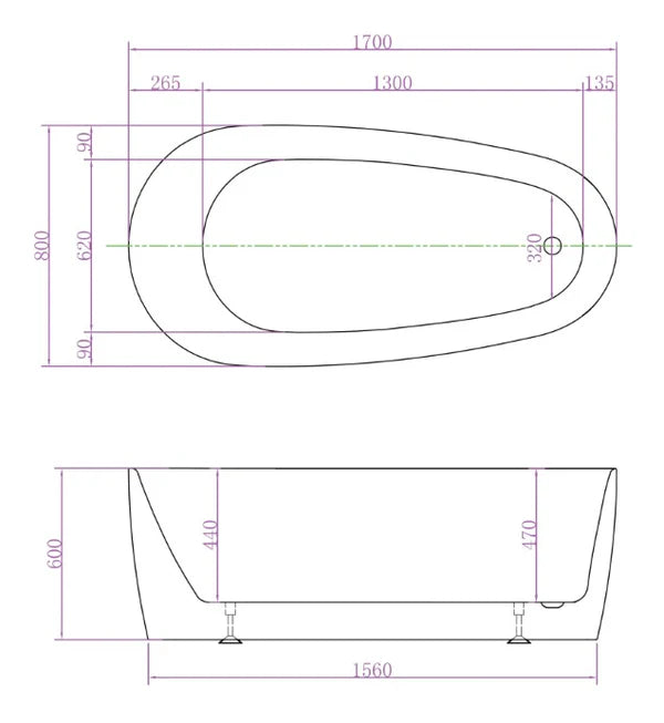 RIVA VISTA Super Slim Edge Matte White Freestanding Bathtub – Available in 1500mm & 1700mm
