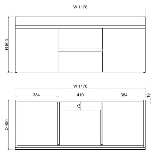 ABS Less Vanity With Wall Hung Design – Gloss White | 600–1500mm