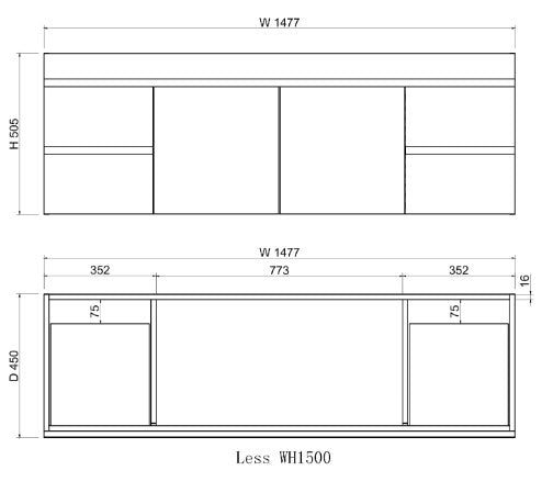 ABS Less Vanity With Wall Hung Design – Gloss White | 600–1500mm