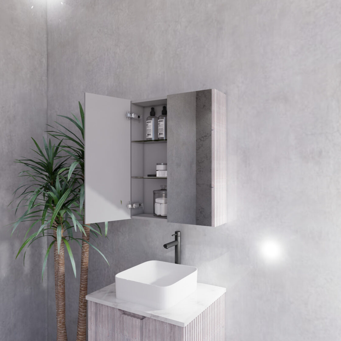 RIVA Geneva White Oak Fluted Mirror Shaving Cabinet (450mm to 1500mm)